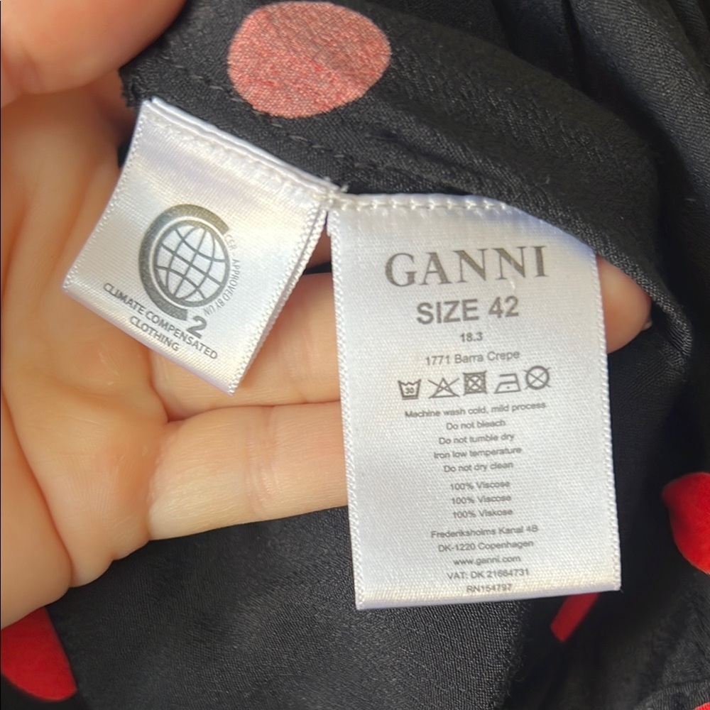 Ganni Black and Red Cowl Neck Wrap Dress - Picture 8 of 8